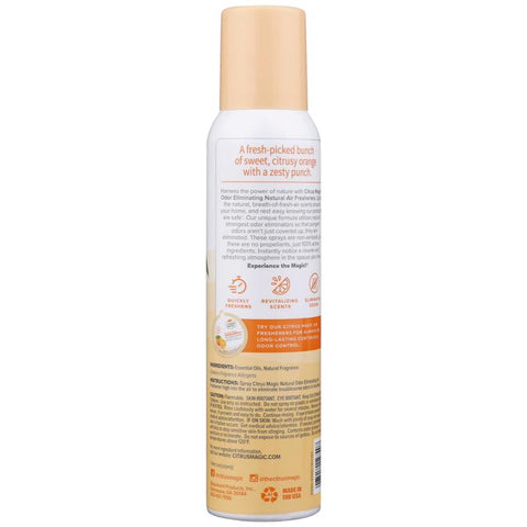Citrus Magic Fresh Orange Scent Air Freshener Spray 3 oz Aerosol, Pack of 6
