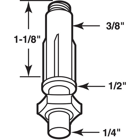 Prime-Line N 6706 Door Pivot, 3/8 in Dia Base, 1-1/8 in H Base, Plastic