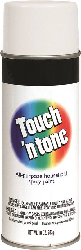 Rustoleum Touch 'N Tone Topcoat Spray Paint, 10 oz Aerosol Can, White, Flat