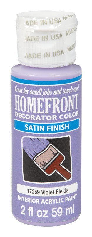 Homefront Decorator Color Interior Acrylic Latex Paint Violet Fields Satin 2 oz.
