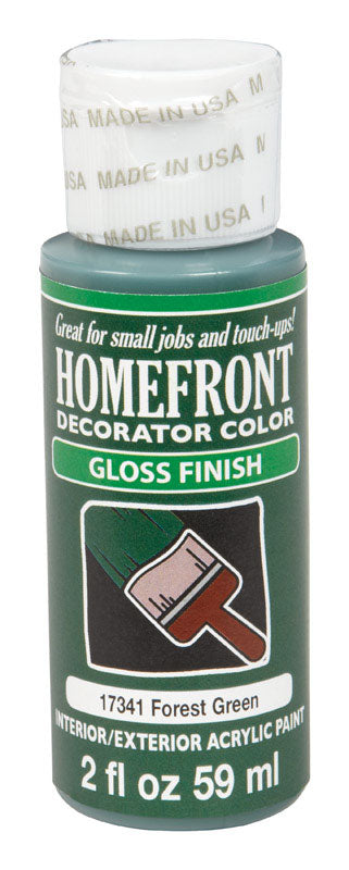 Homefront Decorator Color Interior/Exterior Acrylic Latex Paint Forest Green Gloss 2 oz.
