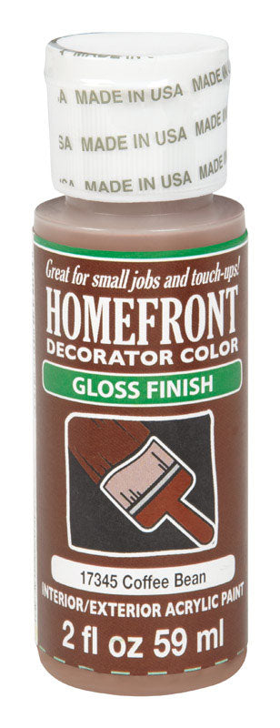 Homefront Decorator Color Interior/Exterior Acrylic Latex Paint Coffee Bean Gloss 2 oz.