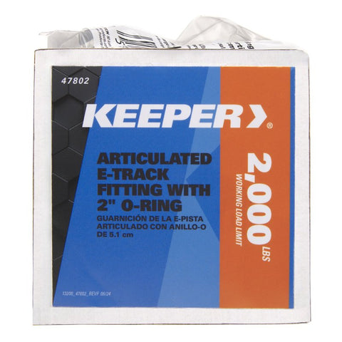 Keeper 47802 E-Track Fitting, Articulated, Steel, Zinc-Plated