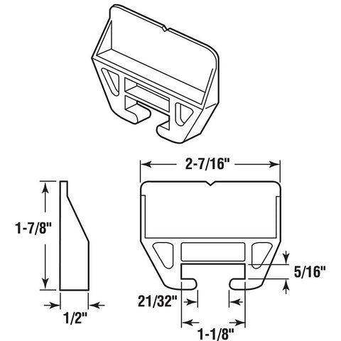 Prime-Line R 7221 Drawer Track Guides and Glides, Plastic/Polyethylene, White, Pack of 6
