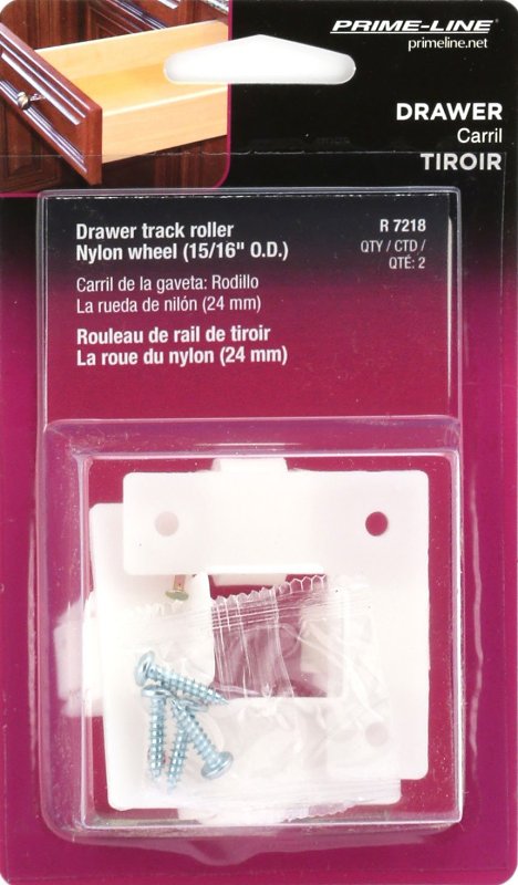Prime-Line R 7218 Guide Twin Roller Assembly, 15/16 in Dia, Nylon/Polyethylene, White