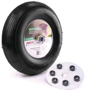 MARTIN Wheel 406TTRIB32 Wheelbarrow Wheel with Universal Hub, 4 x 6 in Tire, 13 in Dia Tire, Ribbed Tread