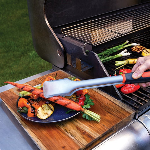Mr. BAR-B-Q 02961Y Premium Locking Tong, Stainless Steel Blade, Stainless Steel, Plastic/TPR Handle