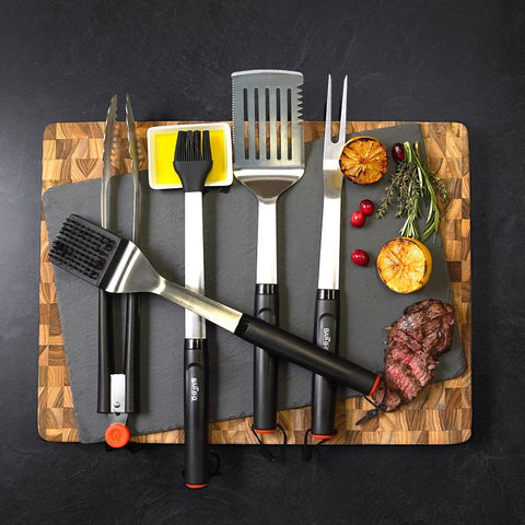 Mr. BAR-B-Q 20151Y Fork, Stainless Steel Blade, Stainless Steel, Plastic Handle, Round Handle