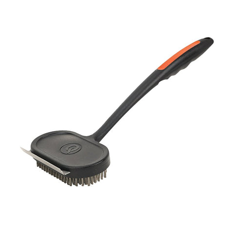 Mr. BAR-B-Q 60311Y Oversized Rectangular Grill Brush, Stainless Steel Bristle, Curved Neck, Ergonomic, Soft Grip Handle