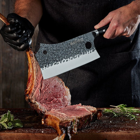 Mr. BAR-B-Q 40010Y Griller's Cleaver Knife, HCS Blade, Wood Handle, 17.7 in OAL