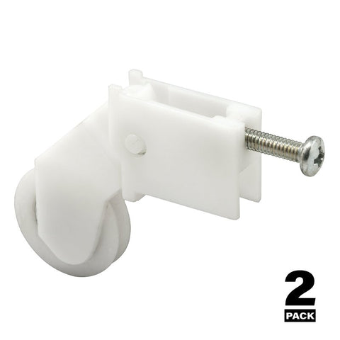 Prime-Line B 645 Roller Assembly, 1 in Dia Roller, 1/4 in W Roller, Nylon, White, 2-Roller