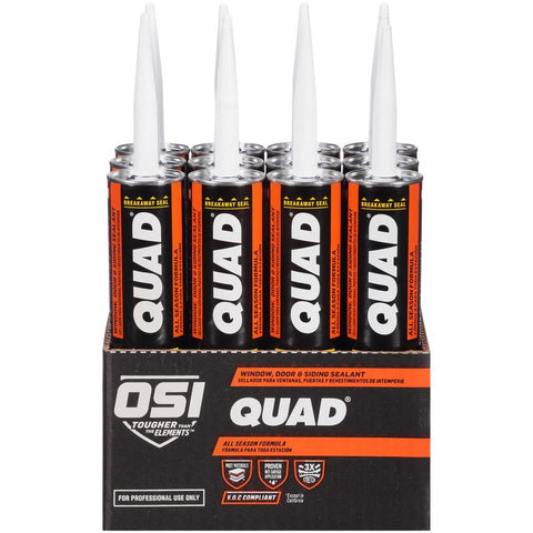 OSI Quad Clay Elastomeric Polymers Door/Siding/ Window Sealant 10 oz, Pack of 12
