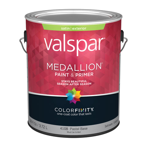 Valspar Medallion Satin Pastel Base Paint and Primer Exterior 1 gal, Pack of 4