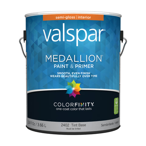 Valspar 027.0002402.007 Interior Paint, Semi-Gloss, Tint, 1 gal, Latex Base, Pack of 4
