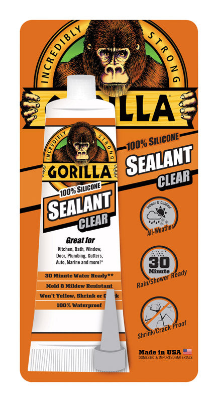 Gorilla 100% Silicone Sealant Clear 2.8 oz.