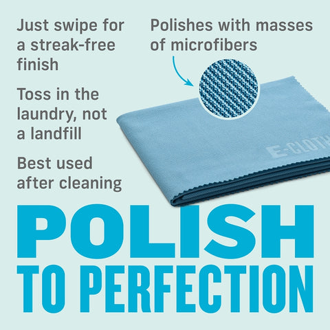 e-cloth 10603AB Polishing Cloth, 16 in L, 20 in W, Polyamide/Polyester, Alaskan Blue