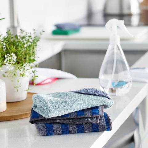 e-cloth 10618S Range and Stovetop Cloth, 12-1/2 in L, 12-1/2 in W, Polyamide/Polyester/Polypropylene, Blue/Gray