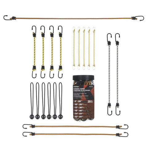 Keeper 06320-10 Bungee Cord Set, 250 in L, Rubber, Assorted