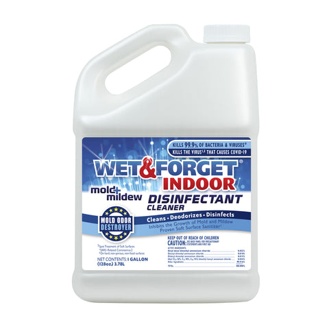 Wet & Forget 802128 Mold and Mildew Disinfectant Cleaner, 128 oz, Liquid, Bland, Clear