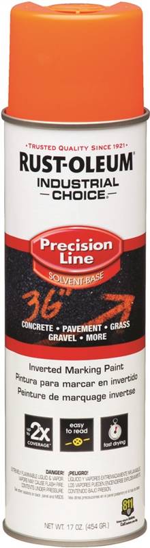 Rustoleum Industrial Choice Inverted Solvent Based Marking Spray Paint, 17 oz, Fluorescent Orange