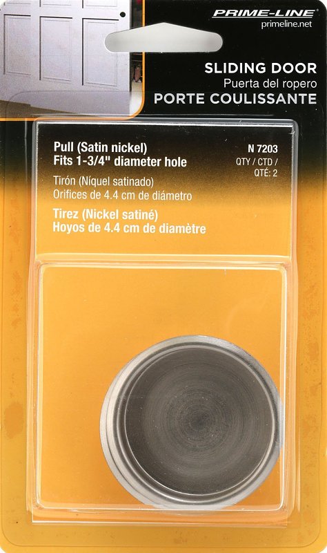 Prime-Line N 7203 Door Pull, 1-3/4 in Dia, 5/16 in D, Steel, Satin Nickel