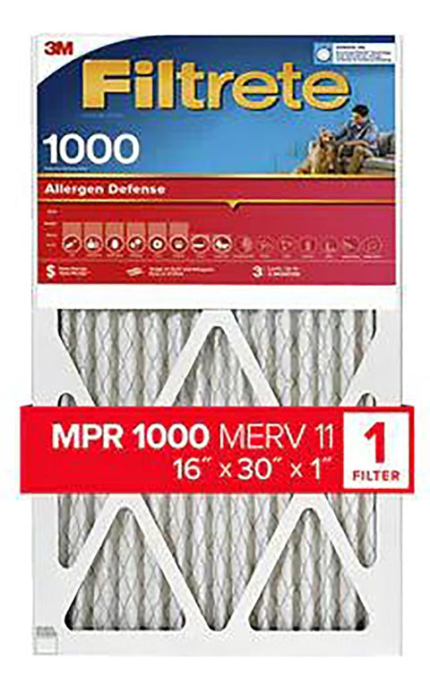 Filtrete AL27-4 Air Filter, 16 in L, 30 in W, 11 MERV, 1000 MPR, Polypropylene Frame, Pack of 4