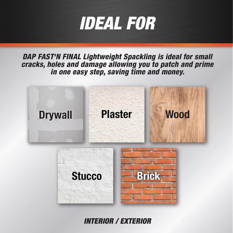 DAP Fast 'N Final Ready to Use White Lightweight Spackling Compound 32 oz