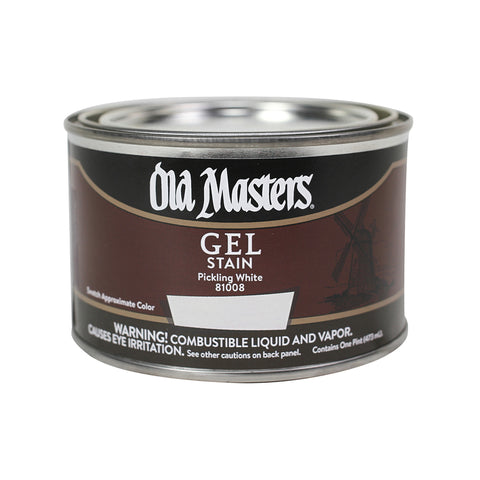 Old Masters Semi-Transparent Pickling White Oil-Based Alkyd Gel Stain 1 pt, Pack of 4