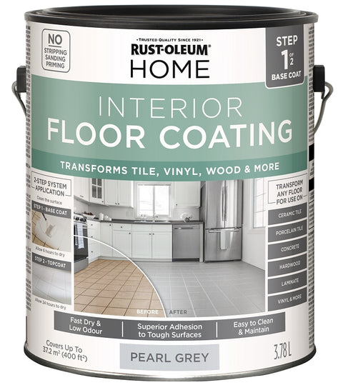 Rust-Oleum 355963 Home Floor Base Coating, Pearl Gray, 3.78 L