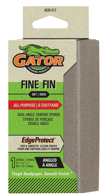 Gator 4638-012 Sanding Sponge, 5 in L, 2-1/2 in W, Fine, Aluminum Oxide Abrasive