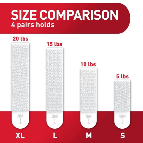 Command 17217-8ES Picture Hanging Strip, Foam Backing, White, 20 lb, 8/PR
