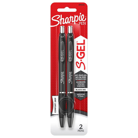Sharpie S-Gel 2096156 Pen, Retractable, 0.7 mm Tip, Medium Tip, Black Ink, Gel Ink