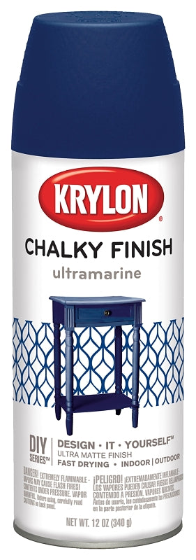 Krylon K04109000 Chalk Spray Paint, Matte, Ultramarine, 12 oz, Can