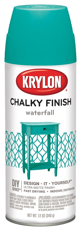 Krylon K04112000 Chalk Spray Paint, Matte, Waterfall, 12 oz, Can