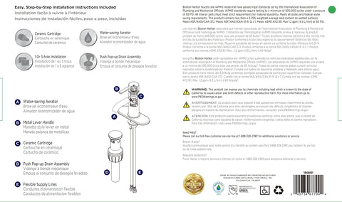 Boston Harbor FS6A0128NP Lavatory Faucet, 1.2 gpm, 1-Faucet Handle, 1 or 3-Faucet Hole, Metal/Plastics, Brushed Nickel