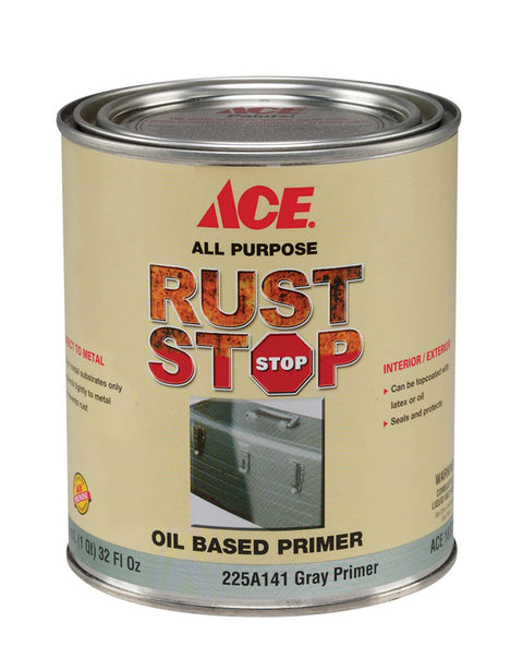 Ace Rust Stop Oil-Based Interior and Exterior Primer 1 qt. Grey