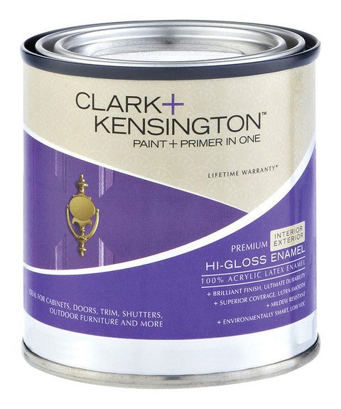 Clark+Kensington Hi-Gloss Interior/Exterior Acrylic Latex Enamel Paint 400g/L Designer White 1/