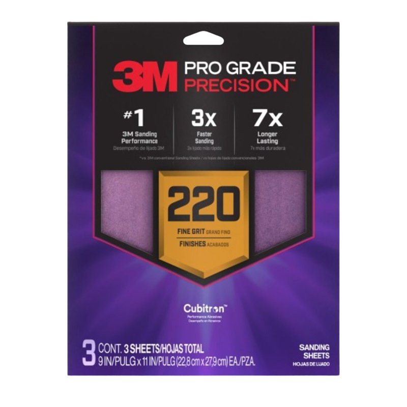 Pro Grade Precision SHR220-PGP-3T Sanding Sheet, 9 in L, 11 in W, Fine ...