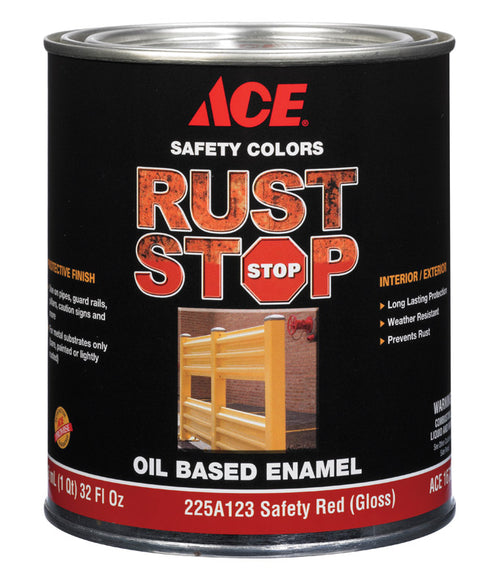 Ace Gloss Rust Stop Oil-based Enamel Paint 400g/L Safety Red 1 qt.