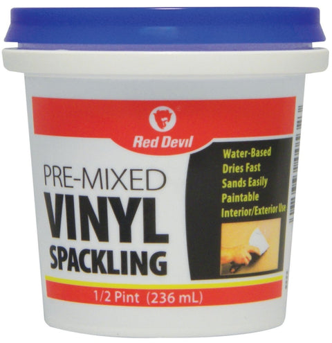 Red Devil 0532 Spackling Compound, Latex, Oil, Water Base, Off-White, 0.5 pt Tub