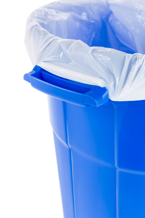 United Solutions COLORmaxx TI0028 Trash Can, 32 gal, Plastic, Blue, Lid