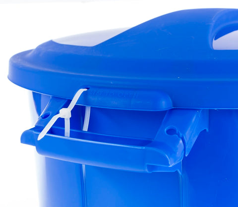 United Solutions COLORmaxx TI0028 Trash Can, 32 gal Capacity, Plastic, Blue, Lid Closure