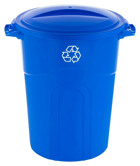 United Solutions COLORmaxx TI0028 Trash Can, 32 gal Capacity, Plastic, Blue, Lid Closure