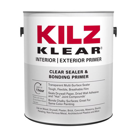 KILZ Klear Clear Flat Water-Based Alkyd Primer and Sealer 1 gal, Pack of 4