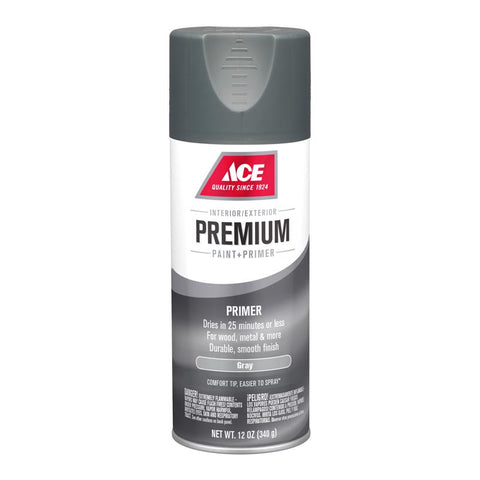 Ace Premium Gray Spray Primer 12 oz, Pack of 6