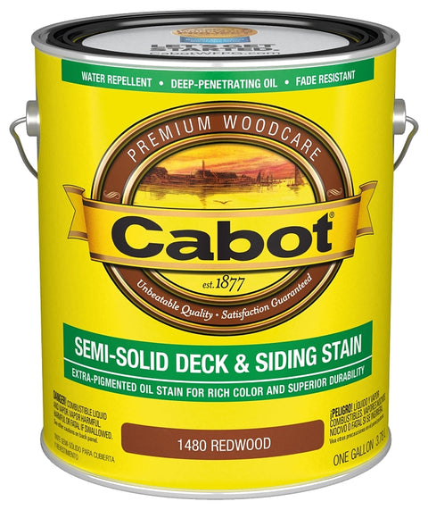 Cabot 140.0001480.007 Semi Transparent Stain, Natural Flat, Redwood, Liquid, 1 gal, Pack of 4