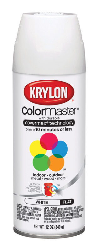 Krylon ColorMaster White Flat Spray Paint 12 oz.