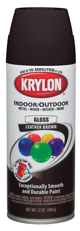 Krylon Leather Brown Gloss Smooth and Durable Paint 12 oz.