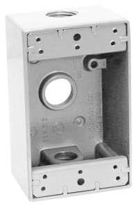 Teddico/Bwf 1503W-1 Outlet Box, 1-Gang, 3-Knockout, 3-1/2 in, Metal, White, Powder-Coated
