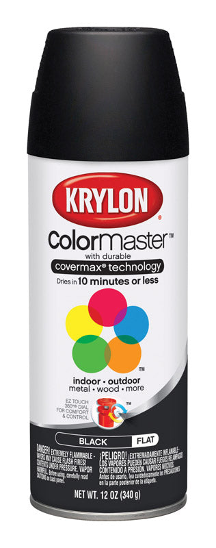 Krylon ColorMaster Black Flat Spray Paint 12 oz.